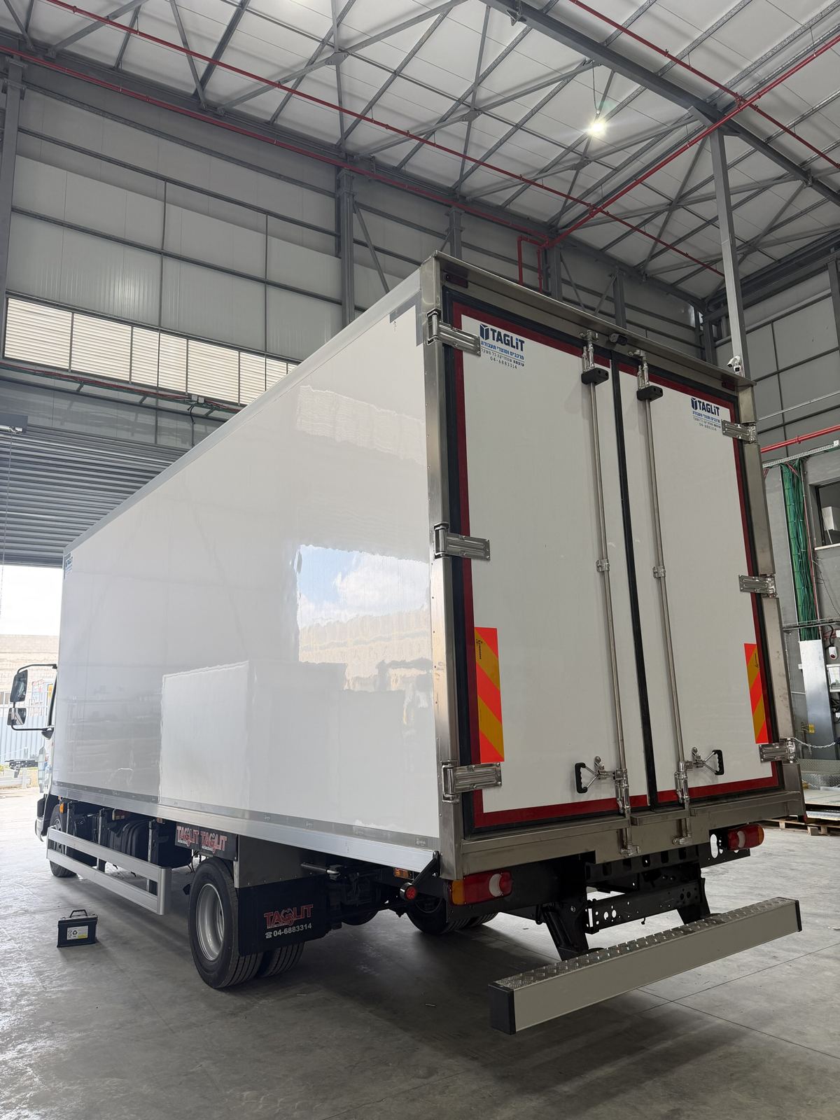 Refrigerated body rear view in the factory